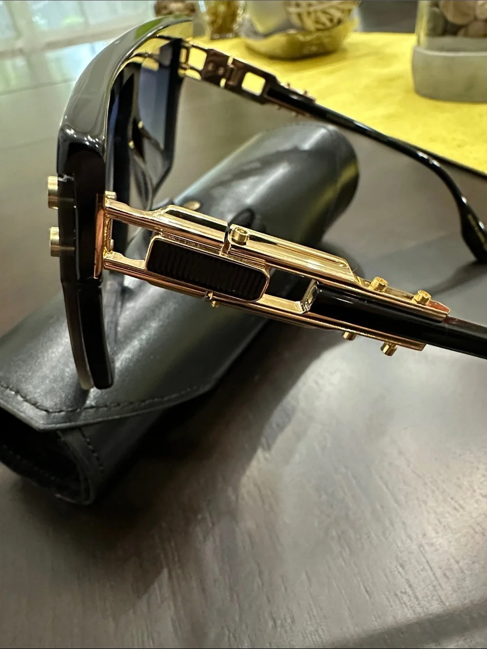 DITA Grand-XXP Black Gradient Shield Sunglasses with Gold Accents Unisex